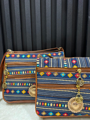 Five Traders Blue Sling Bag Poco Queen Embroidered Sling Bag For Women