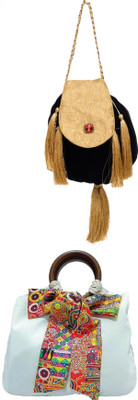 athizay Black, Gold, Multicolor Sling Bag Sling bags for women print Cross body bags(Pack of 2)