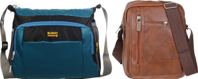 Blowzy Blue, Black, Tan Sling Bag Cross Body men's sling bag(Pack of 2)