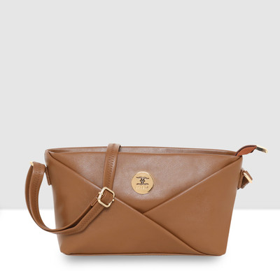 ESBEDA Tan Sling Bag Elegant Cross-fold Design Sling Bag