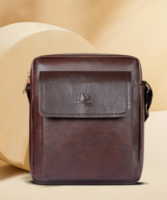 The CLOWNFISH Brown Sling Bag Faux Leather Unisex Crossbody Sling Bag