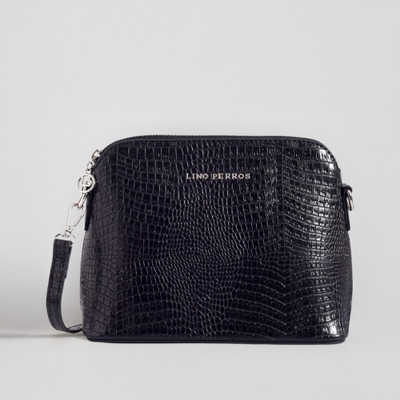 LINO PERROS Black Sling Bag LWSL00505CROCOBLACK