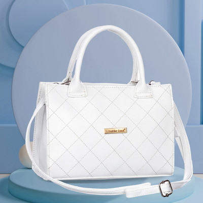 Leather Land White, Gold Sling Bag Barfi Box Sling in Marble White