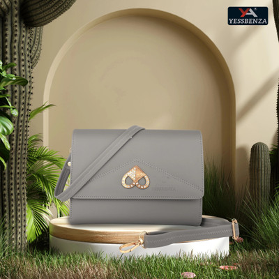 YESSBENZA Grey Sling Bag Women's Elegant Heart Fitting Styles Sling Bag