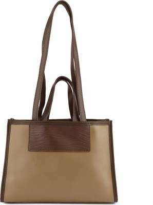 London Rag Brown Hand-held Bag Cael Wavy Patch Color Block Tote Bag