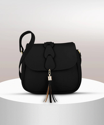 SHAMRIZ Black Sling Bag Women's & Girls' Sling Bag (Black)
