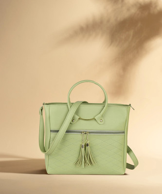 house of common Green Sling Bag HC_LC SR-RND-HNDLE-2-ZIP-PARROT