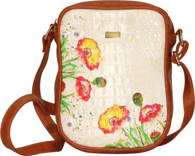 KAVI White Sling Bag Poppy Satchel Crossbody Bag 802