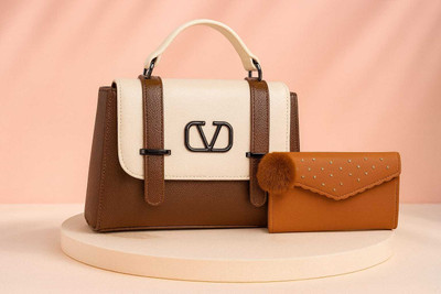 Angel Kiss Brown Sling Bag Heavy Stuffy Luxury Pretty Charming Unique Design & New Pretty Wallet(Pack of 2)