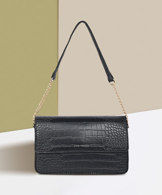 LINO PERROS Black Shoulder Bag Womens Black Hand Bag