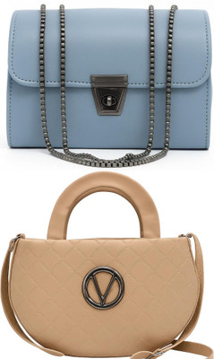 Yari Blue, Beige, Beige Sling Bag Stylish Forever Young Sling Bag For Women And Girls(Pack of 2)