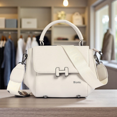 Exotic White Sling Bag Premium H-Lock Design Sling & Mini Hand Bag