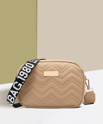 SYGA Khaki Sling Bag Printed Shoulder Strap Crossbody Small Square Bag avy Pattern Embroidered Bag