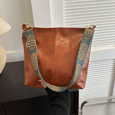 SYGA Brown Tote Women's Large capacity - Multi-Purpose Retro Wide-Band Tote Bag