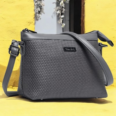 Women Marks Grey Sling Bag Embossed Mat Design