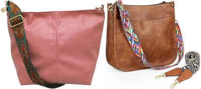 Dakota Brown, Pink Sling Bag Stylish Crossbody Handbag along with Adjustable sling(Pack of 2)