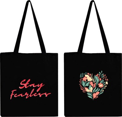 Peach Blossom Women Black Tote(Pack of: 2)