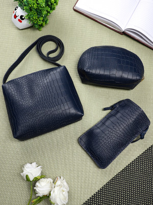 LEGAL BRIBE Blue Sling Bag Crock Style Pouch Combo of 3(Pack of 3)