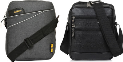 GOODINA Black, Grey Sling Bag Cross Body Travel Office Business Messenger One Side Men & Women Sling Bag(Pack of 2)