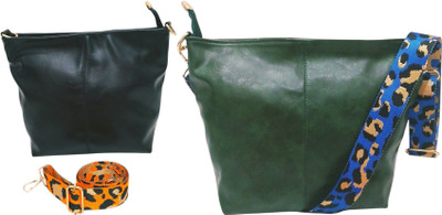 Dakota Green, Black Sling Bag Pu Leather Adjustable Strap(Pack of 2)