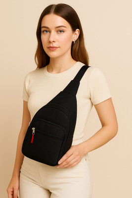 Cult Factory Black Sling Bag Crossbody Bags for Women One Side Bag for Women Stylish Travel Side Bag