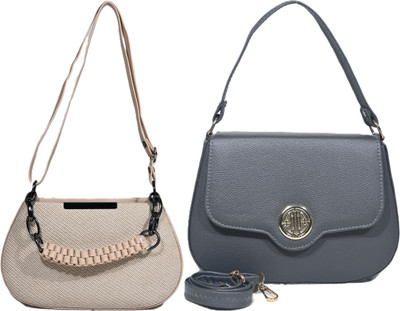 Despacito Beige, Grey Sling Bag Elegant sling bag(Pack of 2)