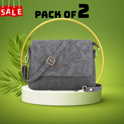 BFTPRIME Grey Sling Bag BFT-07-FLAP-2 SET(Pack of 2)