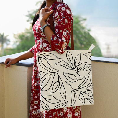 Style My Way Black Tote Abstract Design Bag (40 x 40 cm)