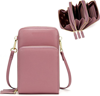 valerie Pink Sling Bag Small Crossbody Cell Phone Bag for Women Mini Over Shoulder Handbag Purse