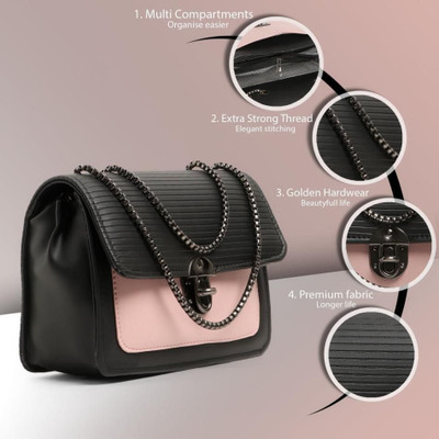 Nariox Black Sling Bag Attractive Chain handle Women Slingbags