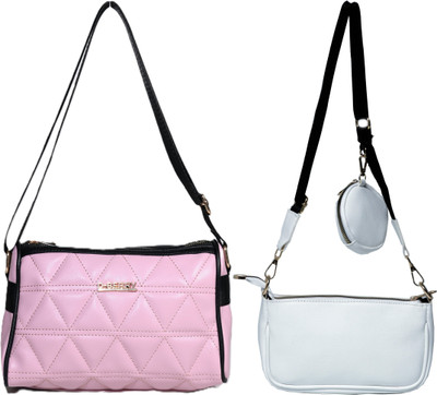 Despacito Pink, White Sling Bag Designer sling bag(Pack of 2)