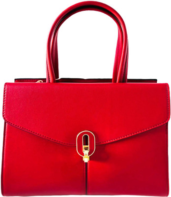 Bagoreo Red Shoulder Bag Elegant Red Faux Leather Women's Handbag, Top Handle with Detachable Strap