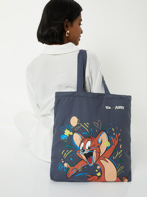 MAX Grey Tote Women Tom & Jerry Print Shopper Bag