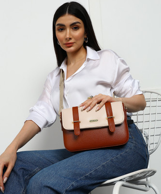 Lookout Fashion Tan Sling Bag Women Handbag Shoulder sling bag multicolor combination stylish trendy