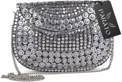 Parmmy Silver Shoulder Bag Silver Metal Bag Dotted style