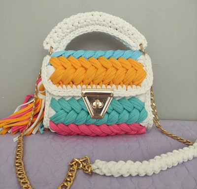 JNT Multicolor Sling Bag Handknitted crochet Crossbody Sling Bag for Women Handbags, Purses & Clutches