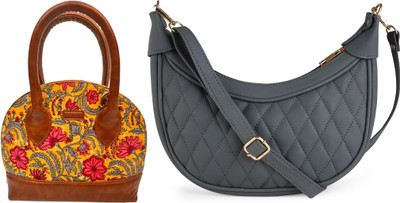 Dakota Yellow, Grey Sling Bag STYLISH Bohemian Handbag for Girls & Womens(Pack of 2)