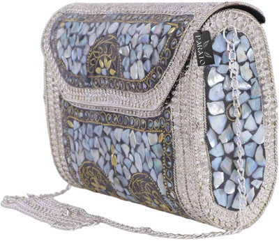 Airex Gold Sling Bag Silver and White Envelope Metal Bag