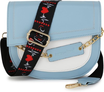 SPICE ART Blue Sling Bag Blue PU Sling Bag, a latest Fashion Saddle Crossbody Bag for trendy Girls