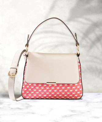 ACCESSORIZE LONDON Multicolor Sling Bag Women's Cream Weave Flap Sling Bag