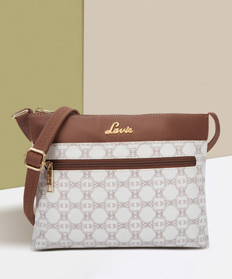 LAVIE White Sling Bag Mono Lucille Top Zip Sling Bag