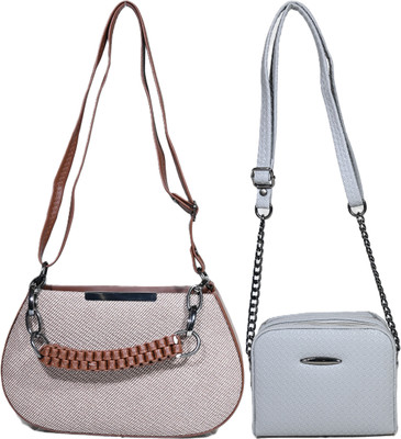 Despacito Grey, Silver Sling Bag DESP21-754-Grey(Pack of 2)