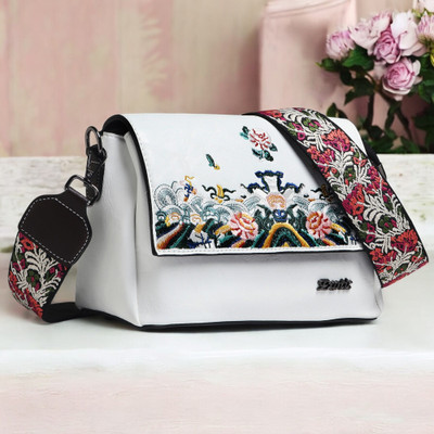 Exotic Premium White Sling Bag Floral Essence Premium shoulder sling bag