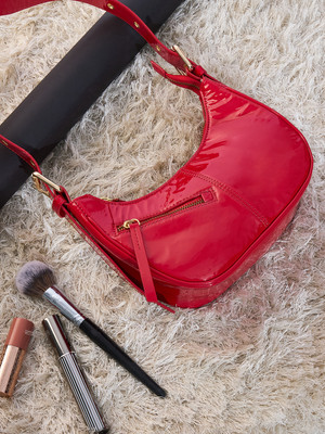 Dressberry Red Sling Bag Women's PU Half Moon Sling Bag with Tasselled