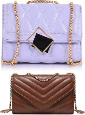 Bag ward Purple, Brown Sling Bag Stylish Fancy Unique Design Sling Bag For Women's/Girls(Pack of 2)