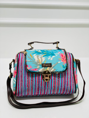 Shigora Pink Satchel Premium Cotton Printed Vegan Leather Handbag
