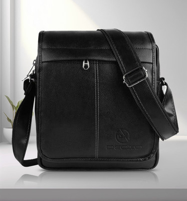 DEOXO Black Sling Bag Men Shoulder Bag Sling Bag for Men |Anti-theft Crossbody Bag USB PU Shoulder Bag