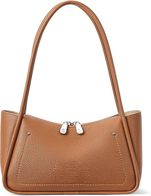 Parnidhi Tan Sling Bag Women Trendy Small Shoulder Bag Vegan Leather Hobo Handbags with Double Zipper