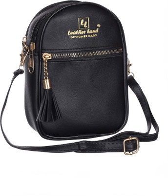 Leather Land Black Sling Bag ' one Sling & Back pack in Black