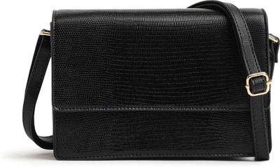 Fastrack Black Sling Bag Lizard Texture
